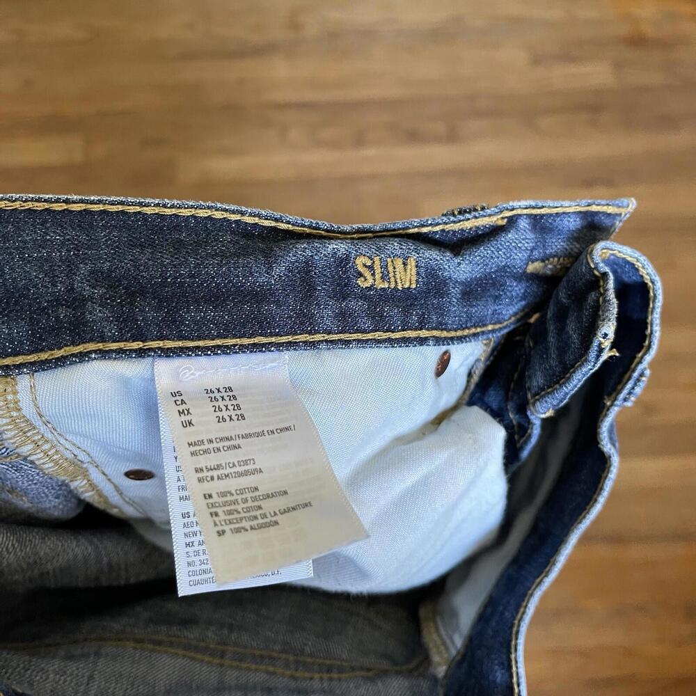 size 26x28 AEO American Eagle distressed slim jeans ExcellentC 100%Cotton - Picture 6 of 8
